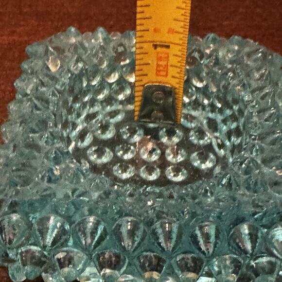 Vintage Blue Hobnail Glass Salt Cellar Square Ashtray Trinket Dish Retro MCM VTG - Picture 13 of 14
